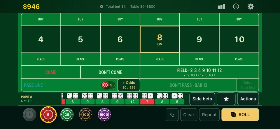 Craps by TopDog iPhone landscape screenshot 2