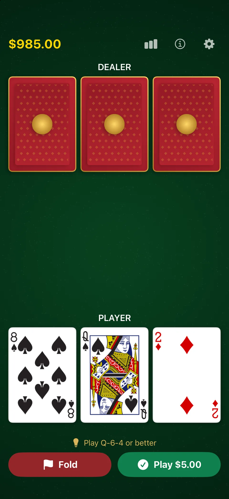 Three Card Poker by TopDog iPhone portrait screenshot 2