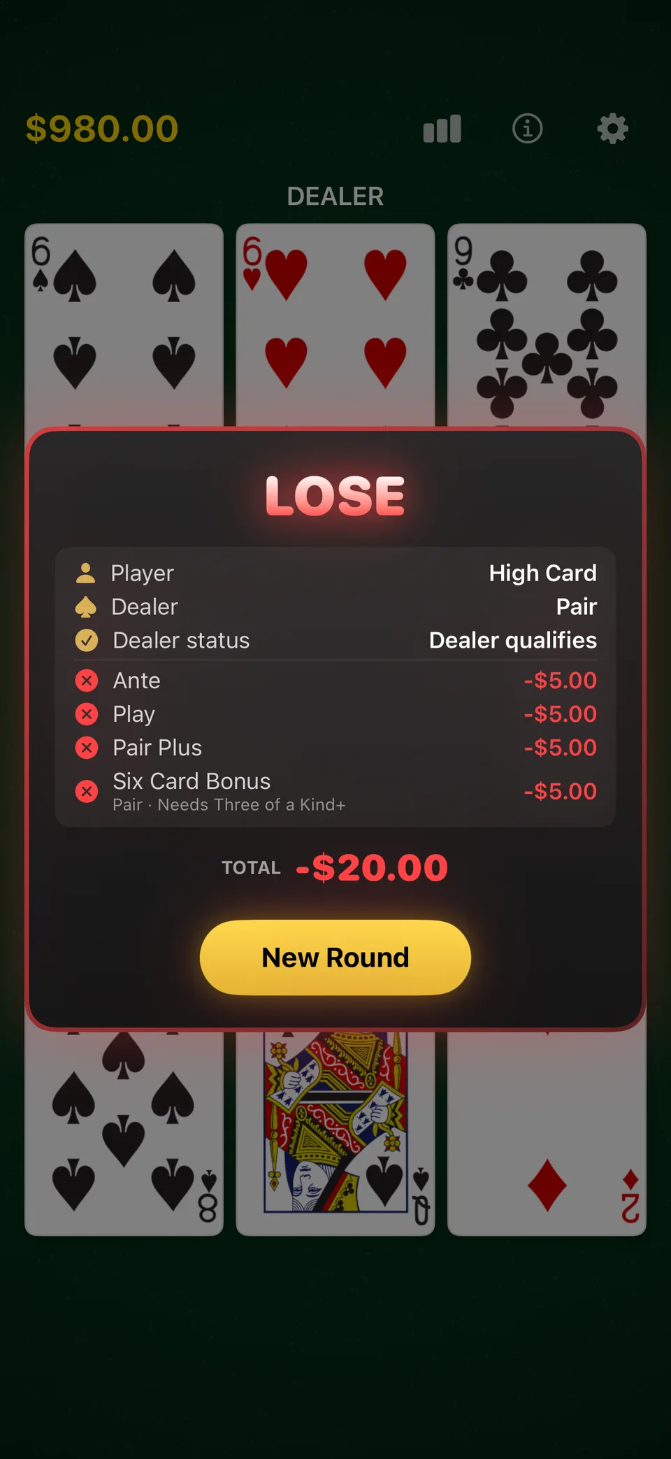 Three Card Poker by TopDog iPhone portrait screenshot 3